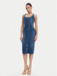 Fracomina Sukienka jeansowa FP25SD4001D46402 Niebieski Slim Fit. Niebieskie sukienki damskie Fracomina, xs, bez wzorów, z bawełny, bez kołnierzyka, bez ramiączek. Za 339.99 zł.