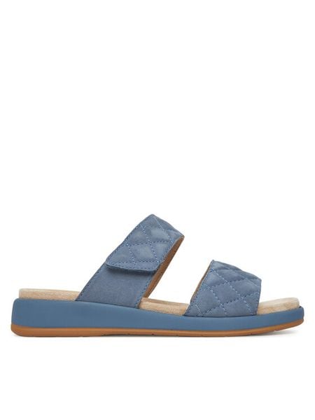Caprice Klapki 9-27204-44 Niebieski. Niebieskie klapki damskie Caprice, bez wzorów, ze skóry, bez obcasa, bez zapięcia. Za 135.99 zł.