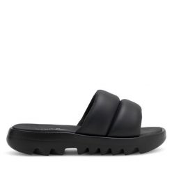 Klapki Reebok. Czarne klapki damskie Reebok, bez wzorów, bez obcasa, bez zapięcia. Za 159.99 zł.