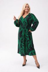 Zielona sukienka Gabriela - elegancja w nowoczesnej formie w geometryczny wzór PLUS SIZE XXL OVERSIZE. Zielone sukienki damskie Moda Size Plus Iwanek, na co dzień, na jesień, plus size, bez wzorów, z elastanu, eleganckie, bez kołnierzyka, plus size, bez ramiączek, midi, oversize. W wyprzedaży za 239.90 zł.