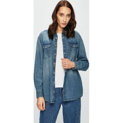Tommy Jeans - Koszula. Niebieskie koszule damskie Tommy Jeans, s, bez wzorów, z bawełny, casualowe, bez kołnierzyka, bez ramiączek. W wyprzedaży za 189.90 zł.