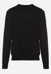 Czarny Klasyczny Sweter z Wełną Neanora. Czarne swetry męskie Born2be, l, bez wzorów, z jeansu, eleganckie, bez kołnierzyka, bez ramiączek. Za 109.99 zł.