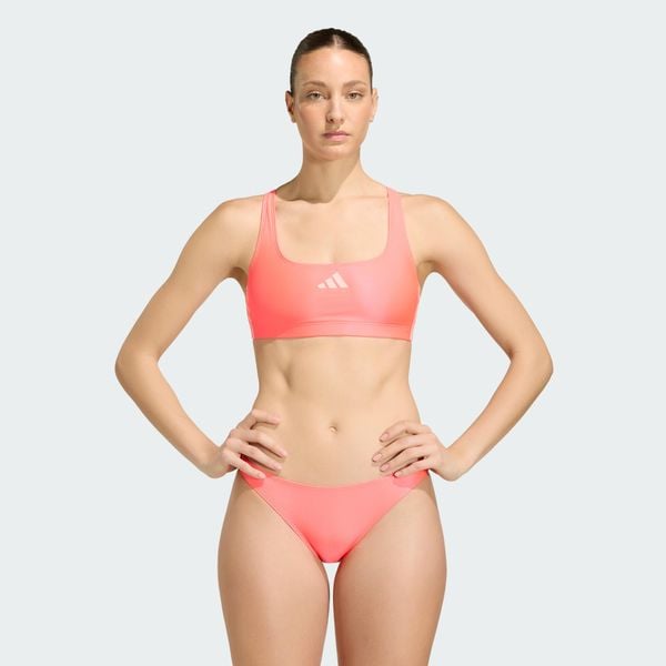 Bikini 3-Stripes V-Back. Czerwone stroje kąpielowe damskie Adidas, l, bez wzorów, z elastanu. Za 199.00 zł.
