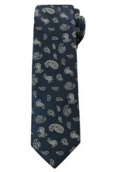 Modny, Męski Krawat we Wzór Paisley - 6 cm - Angelo di Monti, Granatowo-Biały. Niebieskie krawaty i muchy Angelo di Monti, bez wzorów. Za 45.00 zł.