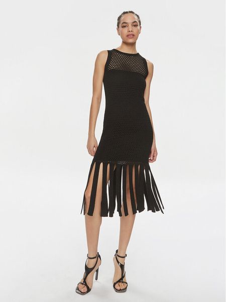 Marella Sukienka letnia Cacao 2413391022 Czarny Regular Fit. Czarne sukienki damskie Marella, na lato, l, bez wzorów, z wiskozy, bez kołnierzyka, bez ramiączek. Za 599.99 zł.