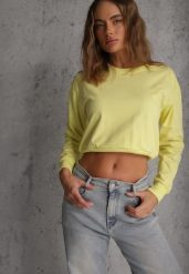 Jasnozielona Bluza z Bawełną ze Ściągaczami przy Rękawach i w Pasie Alberia. Zielone bluzy damskie Renee, l, bez wzorów, z bawełny, casualowe, bez ramiączek, bez kaptura. Za 39.99 zł.