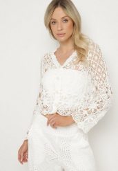 Biały Ażurowy Rozpinany Kardigan z Bawełny Bellio. Białe kardigany damskie Born2be, na lato, m, w ażurowe wzory, z bawełny, eleganckie, bez kołnierzyka. Za 49.99 zł.