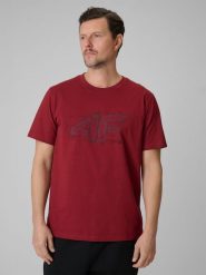 4F T-shirt regular z nadrukiem męski - czerwony S. Czerwone t-shirty męskie 4F, m, bez wzorów, z bawełny, bez kołnierzyka, bez ramiączek. Za 59.99 zł.
