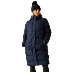 Kurtka Ocieplana Damska Wander. Niebieskie kurtki sportowe damskie Dare 2B, s, z aplikacjami, z dzianiny, bez ramiączek, z kapturem, trekkingowe. Za 522.99 zł.
