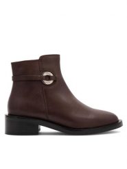 Gino Rossi Botki DORIS-110394 Brązowy. Brązowe botki damskie Gino Rossi, bez wzorów, ze skóry, bez obcasa, na płaskiej podeszwie, bez zapięcia. Za 359.99 zł.