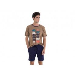 Piżama męska rozm. L Gent L251312 Camel. Brązowe piżamy męskie Massana Homewear, l, z aplikacjami, z bawełny, bez kołnierzyka, bez ramiączek, krótkie. Za 210.00 zł.