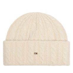 Czapka Tommy Hilfiger. Białe czapki damskie Tommy Hilfiger, na zimę, bez wzorów. Za 249.99 zł.