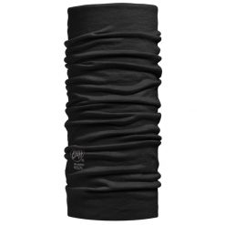Komin chusta wielofunkcyjna z wełny merino lightweight. Czarne szaliki męskie Buff, bez wzorów, z materiału. Za 99.99 zł.