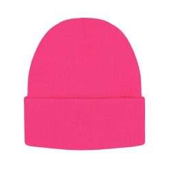 Jednokolorowa Czapka Zimowa Typu Beanie – Zimowa - Neonowy Róż. Czerwone czapki męskie His Story, na jesień, bez wzorów. Za 40.00 zł.