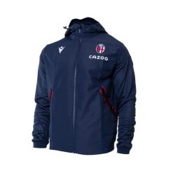 Bluza z kapturem i zamkiem błyskawicznym Bologne FC Micro Travel Player 2022/23. Czerwone bluzy damskie Macron, l, bez wzorów, z materiału, sportowe, bez ramiączek, z kapturem. Za 294.00 zł.