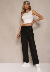 Czarne Proste Spodnie z Gumką w Pasie i Wiązaniem Mirenela. Czarne spodnie materiałowe damskie Renee, na lato, bez wzorów, z jeansu, eleganckie. Za 44.99 zł.