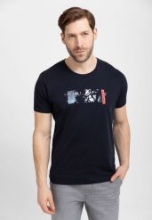 T-shirt z motywem rowerowym T-RAD. Niebieskie t-shirty męskie Volcano, l, bez wzorów, z bawełny, bez kołnierzyka, bez ramiączek. Za 59.99 zł.