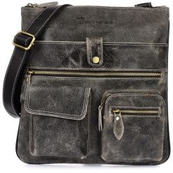 Czarna Skórzana Torba Męska Na Ramię Vintage Raportówka Beltimore M05. Czarne torby na ramię męskie z nubiku, na ramię. Za 161.99 zł.