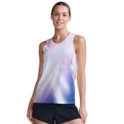 Damski tank top 2XU Light Speed. Białe topy damskie 2XU, bez wzorów, z tkaniny, sportowe, bez kołnierzyka, bez ramiączek. Za 347.50 zł.