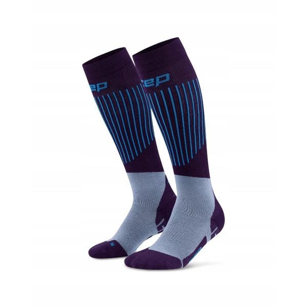 Damskie skarpety kompresyjne na zimę Ski Ultralight CEP. Niebieskie skarpetki damskie CEP, bez wzorów, z elastanu. Za 199.00 zł.
