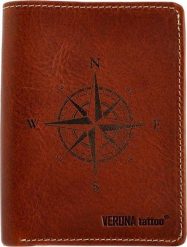 Verona VERONA Tattoo skórzany portfel męski 012M z tatuażem róża wiatrów 012M. Portfele męskie Verona, bez wzorów. Za 179.00 zł.