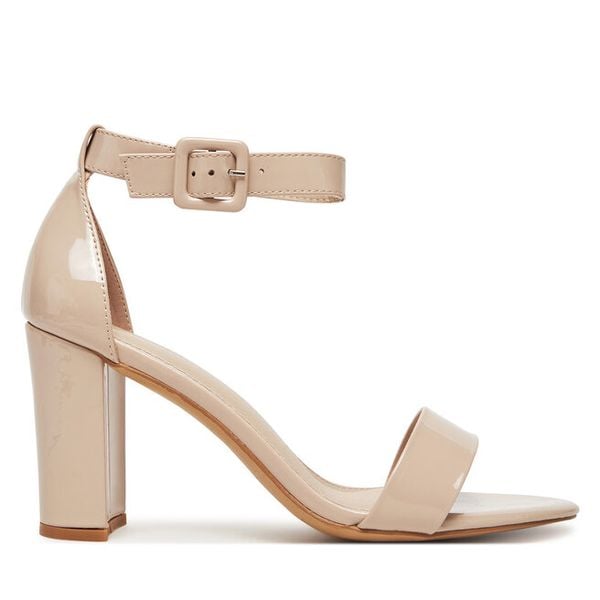 Sandały JENNY. Brązowe sandały damskie Jenny, bez wzorów, bez obcasa, na słupku, bez zapięcia. Za 129.99 zł.