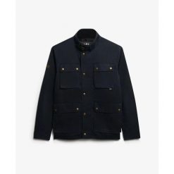 Kurtka Superdry Racer Merchant Wax. Niebieskie kurtki męskie Superdry, xl, z aplikacjami, klasyczne, bez kaptura. Za 726.50 zł.