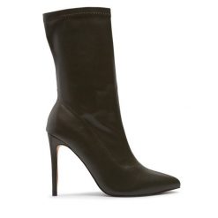 Botki DeeZee. Zielone botki damskie DeeZee, bez wzorów, bez obcasa, na szpilce, bez zapięcia. Za 219.99 zł.