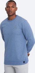Ombre Melanżowa bluza dresowa męska z wyszywanym logotypem indygo V4 OM-SSNZ-0163 M. Bluzy męskie Ombre, m, bez wzorów, z dresówki, bez ramiączek, bez kaptura. Za 159.99 zł.