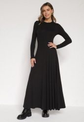 Czarna Bawełniana Sukienka o Rozkloszowanym Kroju Tuselenea. Czarne sukienki damskie Born2be, na co dzień, l, bez wzorów, z bawełny, eleganckie, bez kołnierzyka, bez ramiączek, maxi, rozkloszowane. Za 159.99 zł.