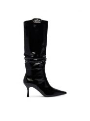 KARL LAGERFELD Kozaki Klarice KL32390 Czarny. Czarne kozaki damskie KARL LAGERFELD, bez wzorów, ze skóry, bez obcasa, na szpilce, bez zapięcia. Za 1,449.00 zł.