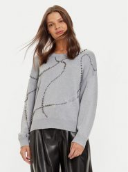 Liu Jo Sweter WF4174 MS49I Szary Regular Fit. Szare swetry nierozpinane damskie Liu Jo, xs, bez wzorów, z wiskozy, bez kołnierzyka, bez ramiączek. Za 329.99 zł.