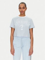 Guess T-Shirt V5GI18 I3Z14 Błękitny Boxy Fit. Niebieskie t-shirty damskie Guess, l, z aplikacjami, z bawełny, bez kołnierzyka, bez ramiączek. Za 119.99 zł.