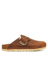 Birkenstock Klapki Boston Big Buckle Hex 1030446 Brązowy. Brązowe klapki damskie Birkenstock, bez wzorów, ze skóry, bez obcasa, bez zapięcia. Za 649.99 zł.