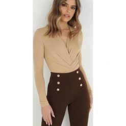 Beżowe Body Candletree. Brązowe body Born2be, bez wzorów. Za 74.99 zł.