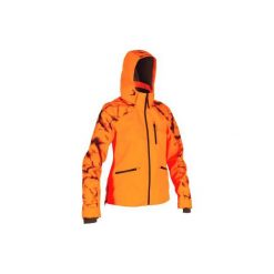 Kurtka Myśliwska Wodoodporna Supertrack Fluo Damska. Brązowe kurtki sportowe damskie SOLOGNAC, bez wzorów, z materiału, bez ramiączek, bez kaptura. Za 399.99 zł.
