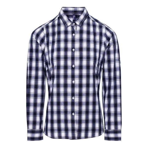 Damska Bawełniana Koszula W Kratę Z Długim Rękawem. Białe koszule damskie PREMIER, xl, bez wzorów, z bawełny, casualowe, bez kołnierzyka, bez ramiączek. Za 120.99 zł.