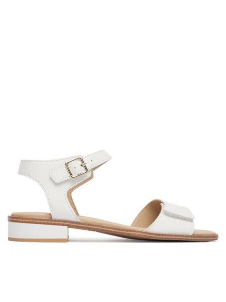 Caprice Sandały 9-28202-44 Biały. Białe sandały damskie Caprice, bez wzorów, ze skóry, bez obcasa, na słupku, bez zapięcia. Za 235.99 zł.