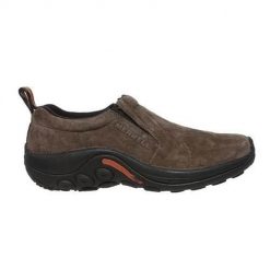 Buty trekkingowe męskie Merrell Jungle Moc. Brązowe trekkingi męskie Merrell, z materiału, bez zapięcia. Za 429.99 zł.