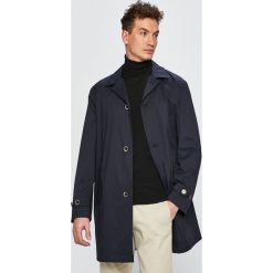 Pierre Cardin - Płaszcz. Niebieskie płaszcze męskie Pierre Cardin, bez wzorów, z bawełny, bez kołnierzyka, bez kaptura. W wyprzedaży za 399.90 zł.