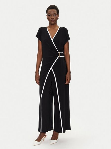 Joseph Ribkoff Kombinezon 251048X Czarny Regular Fit. Czarne sukienki damskie Joseph Ribkoff, bez wzorów, z syntetyku, bez kołnierzyka, bez ramiączek. Za 769.99 zł.