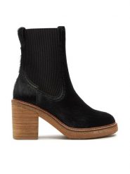 Clarks Botki Cassiano Top 26178668 Czarny. Czarne botki damskie Clarks, bez wzorów, ze skóry, bez obcasa, na słupku, bez zapięcia. Za 659.99 zł.