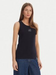 Luisa Spagnoli Top Bordo 543281 Granatowy Slim Fit. Niebieskie topy damskie Luisa Spagnoli, s, bez wzorów, z bawełny, bez kołnierzyka, bez ramiączek. Za 417.99 zł.