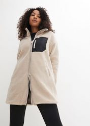 Bluza z polaru baranka. Szare bluzy damskie bonprix, bez wzorów, z polaru, bez ramiączek, bez kaptura. Za 229.99 zł.
