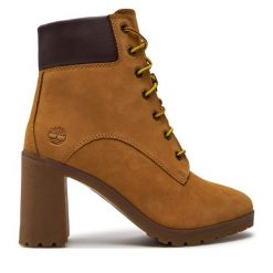 Trzewiki Timberland. Żółte botki damskie Timberland, bez wzorów, bez obcasa, na słupku, bez zapięcia. Za 659.99 zł.