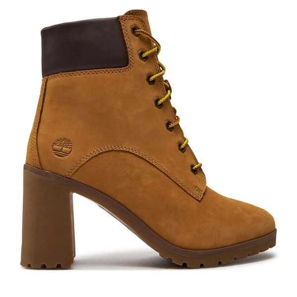 Trzewiki Timberland. Żółte botki damskie Timberland, bez wzorów, bez obcasa, na słupku, bez zapięcia. Za 659.99 zł.