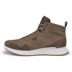 Buty trekkingowe męskie Ecco Exostride GTX. Brązowe trekkingi męskie ecco, z materiału, za kostkę, bez zapięcia. Za 922.00 zł.