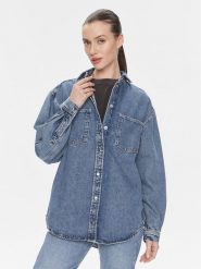 Samsøe Samsøe Koszula jeansowa Eleanor F23400135 Niebieski Relaxed Fit. Niebieskie koszule damskie Samsøe & Samsøe, xxs, bez wzorów, z bawełny, bez kołnierzyka, bez ramiączek. Za 519.99 zł.