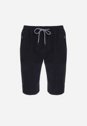 Granatowe Szorty Casual z Wiązaniem i Gumką w Pasie Nasine. Niebieskie szorty męskie Born2be, bez wzorów, casualowe. Za 109.99 zł.