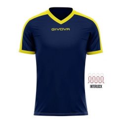 Koszulka piłkarska dla dorosłych Givova Revolution Interlock. Niebieskie bluzki damskie Givova, s, bez wzorów, sportowe, bez kołnierzyka, bez ramiączek. Za 33.63 zł.
